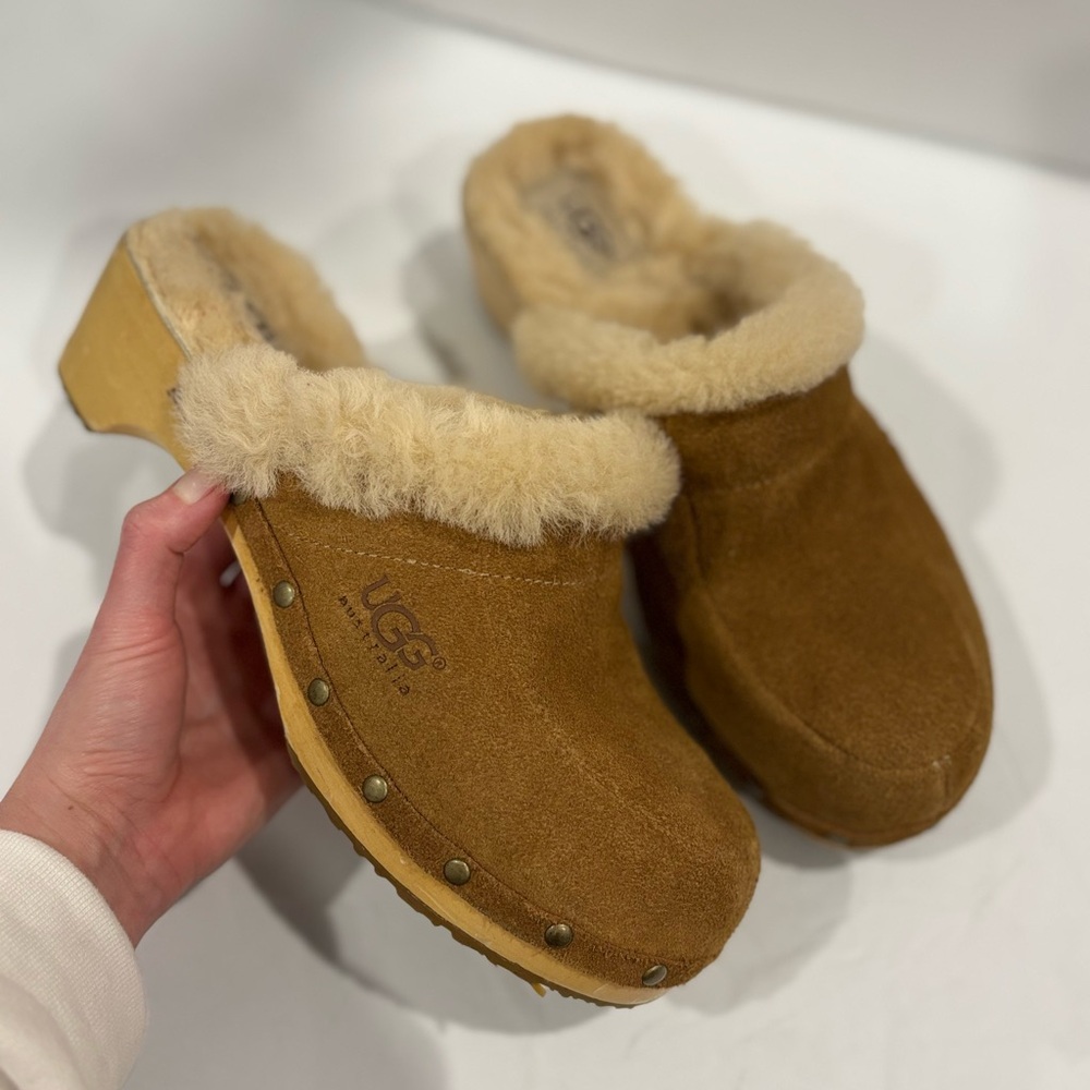 UGG Chestnut Shearling Clog Mules